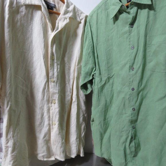 Men's Linen Shirt Lot, VTG, sz L  631 - Picture 2 of 14